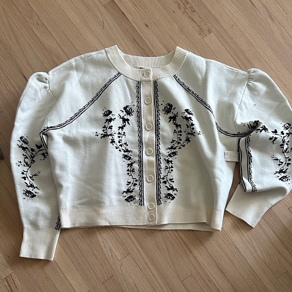 Anthropologie Sculpted Puff-Sleeve Cardigan Sweater - XL - Picture 7 of 11